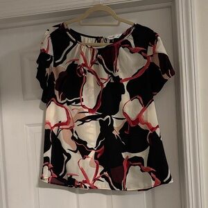 Nine West Black and Cream Abstract Blouse